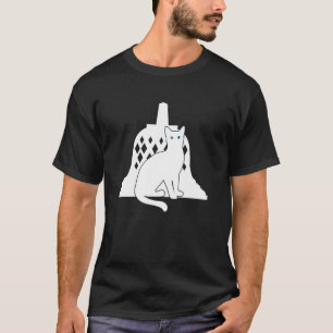 Weiße Katzenreise Silhouette Borobudur Indonesien T-Shirt