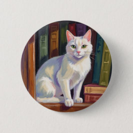 Weiße Katzzeichnung Button
