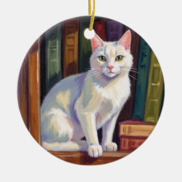 Weiße Katzzeichnung Keramik Ornament