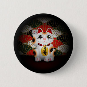 Weiße Keramik Maneki Neko Button