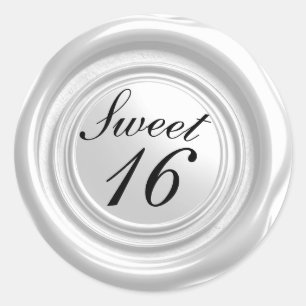 Weiße Kerzenwachs-Siegel-Tropfen Süße 16 Hochzeit Runder Aufkleber