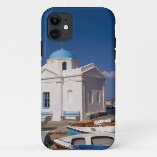 Weiße Kirche am Strand in der Nähe des Ägäischen M title_seo2