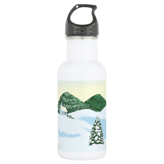 Weiße Kirche Edelstahlflasche (Vorderseite)