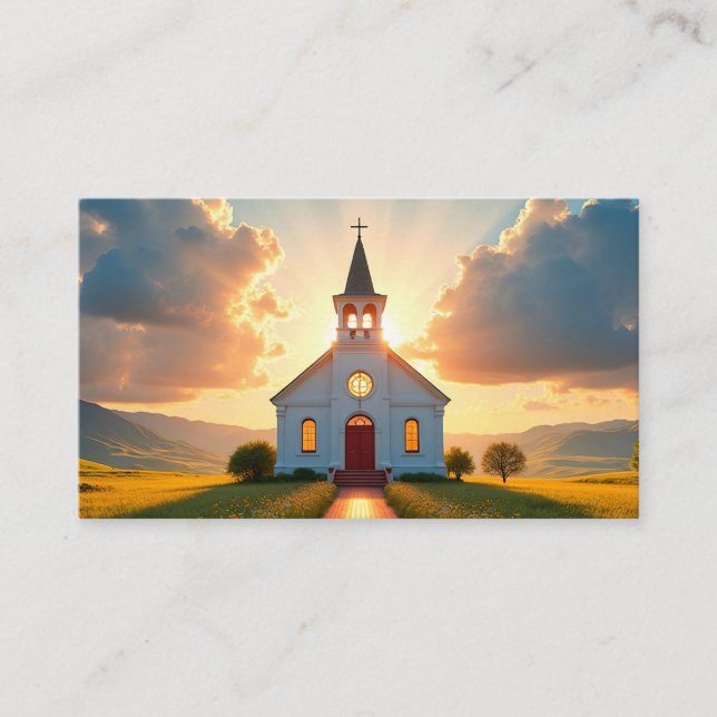 Weiße Kirche in einem Land Visitenkarte (Vorderseite)
