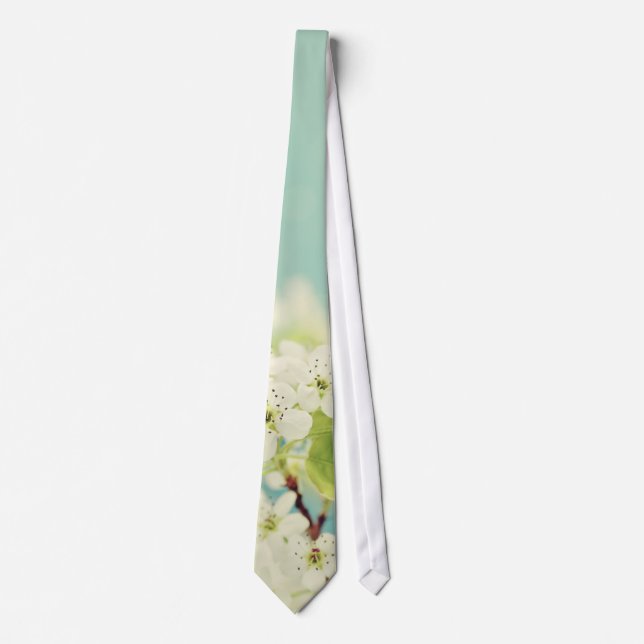 Weiße Kirschblossom Blume Blumenbaum Krawatte (Vorderseite)