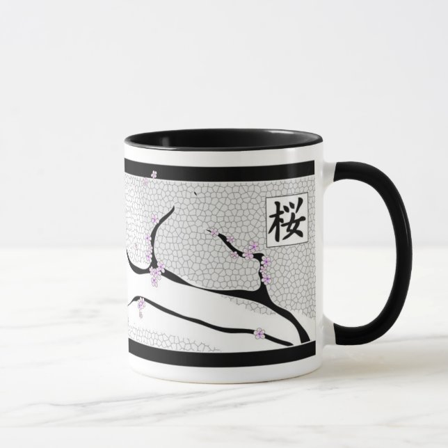 Weiße Kirschblossom Tree Tasse (Rechts)