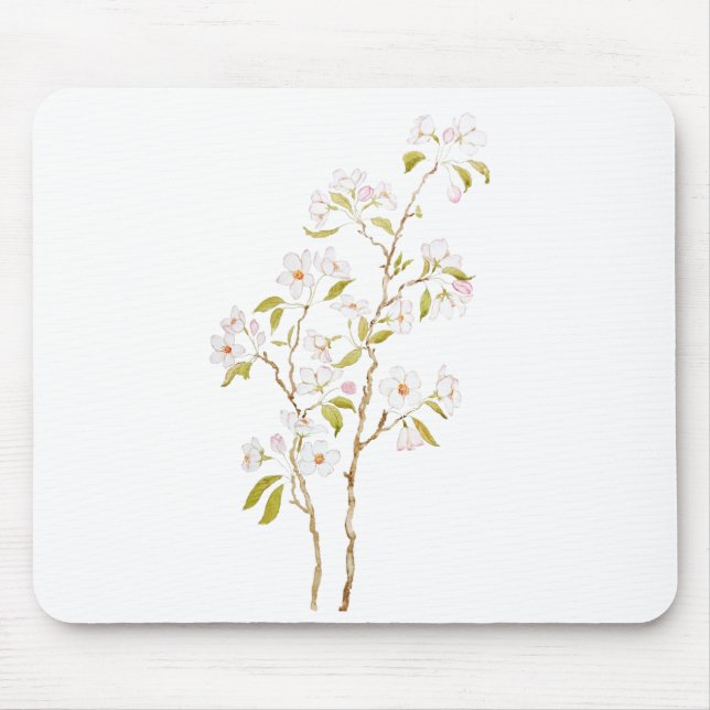 Weiße Kirschblüte Mousepad (Vorne)