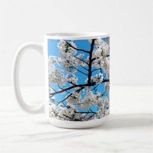 Weiße Kirschblüten-Blumen-Tasse Kaffeetasse