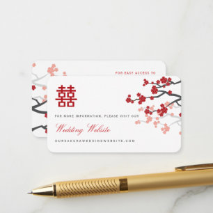 Weiße Kirschblüten Chinesische Website Hochzeitska Begleitkarte