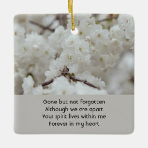 Weiße Kirschblüten-Gedenk-Taschenschmuck Keramikornament