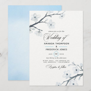 Weiße Kirschblüten Hochzeitseinladung Einladung