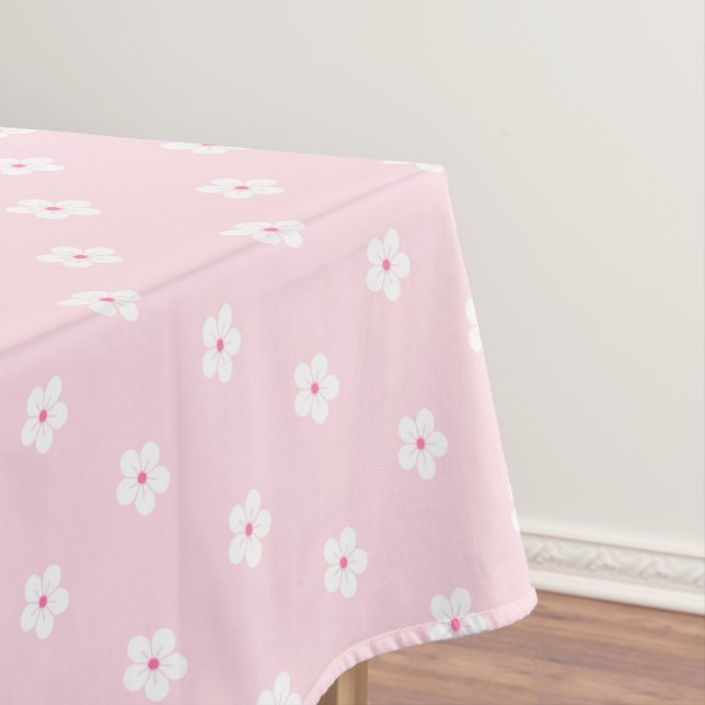 Weiße Kirschblüten in Rosa Tischdecke (Beispiel)