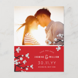 Weiße Kirschblüten Sakura Foto Save the Date Ankündigungspostkarte