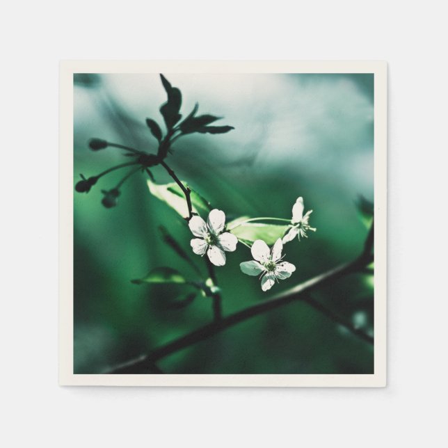 Weiße Kirschblüten Serviette (Vorderseite)