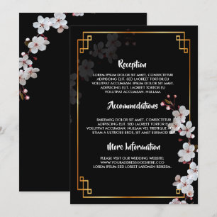 Weiße Kirschblüten und goldene Hochzeitsprogramme Einladung