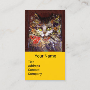 WEISSE KITTKÜCHENPORTRAIT, ROTES RIBBONYellow Visitenkarte