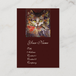 WEISSE KITTKÜCHENPORTRATION MIT ROTEM RIBBON VISITENKARTE