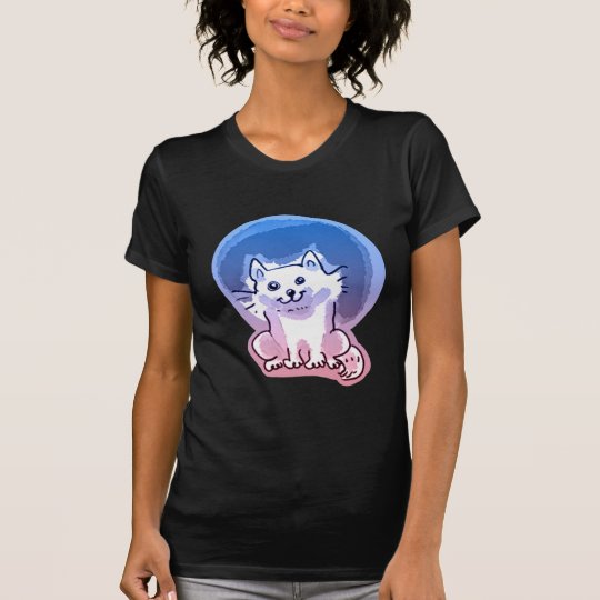 weiße Kitty-Cartoon-Artillustration T-Shirt