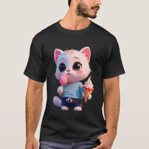 Weiße Kitty-Lutscher- und Eisliebhaber-Cat-Mom-T-S T-Shirt