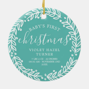 Weiße Kleider   Aquamarines Baby's First Christma Keramik Ornament