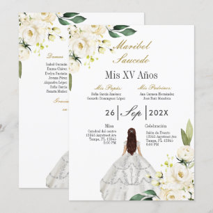Weiße Kleidung quinceañera Einladung