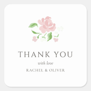 Weiße kleine Blumen-Hochzeitsaufkleber Quadratischer Aufkleber