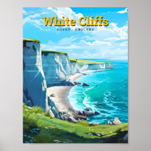 Weiße Klippen von Dover England Vintage Travel Poster