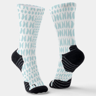 Weiße Kniestrümpfe mit blauen ovalen Mustern Socken