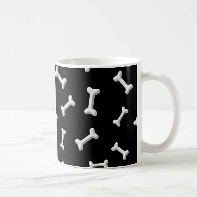 Weiße Knochen im schwarzen Hintergrund Kaffeetasse (Rechts)