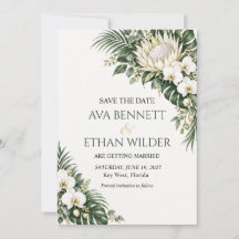 Weiße König-Protea-Orchideen Tropische Hochzeit