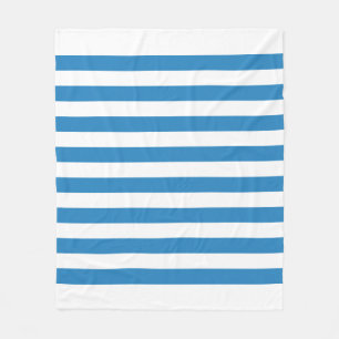 Weiße & königliche pastellblaue Linien Fleece-Deck Fleecedecke
