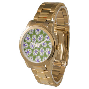 Weiße Kornblumen Muster Armbanduhr