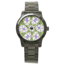 Weiße Kornblumen Muster Armbanduhr
