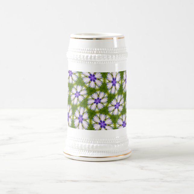 Weiße Kornblumen Muster Bierglas (Mittel)