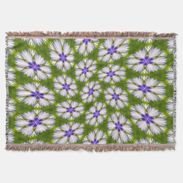 Weiße Kornblumen Muster Decke (Vorderseite)