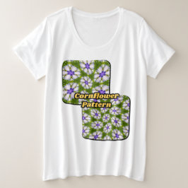 Weiße Kornblumen Muster Große Größe T-Shirt