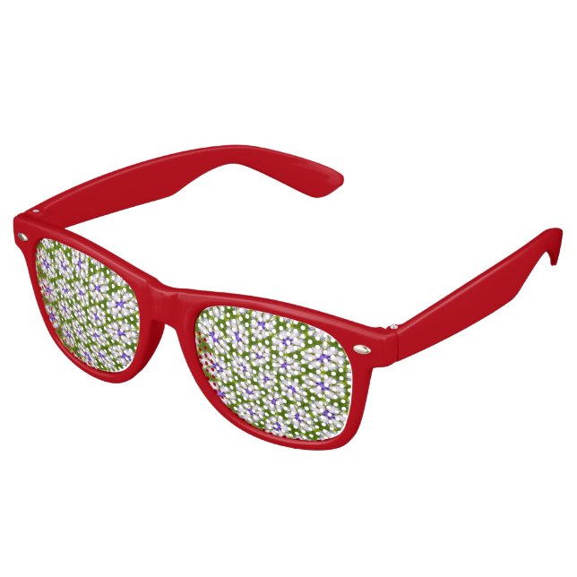 Weiße Kornblumen Muster Partybrille (Schrägansicht)