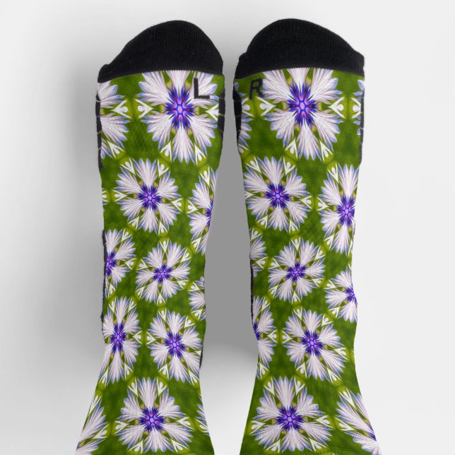 Weiße Kornblumen Muster Socken (Oben)