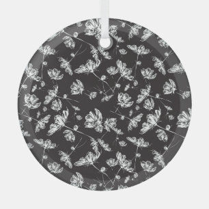 Weiße Kosmos-Blume: abgeschiedenes Muster. Ornament Aus Glas