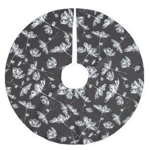 Weiße Kosmos-Blume: abgeschiedenes Muster. Polyester Weihnachtsbaumdecke