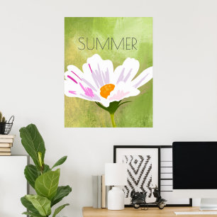 Weiße Kosmosblume Sommer Poster