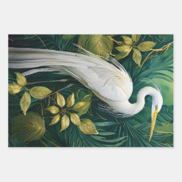 Weiße Krane und Gardenien, Kokospalmen Geschenkpapier Set