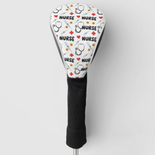 Weiße Krankenschwester-Leben-Nahtloses Muster (2) Golf Headcover