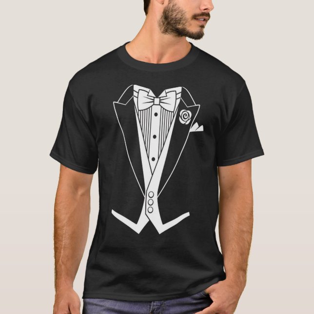 Weiße Krawatte formaler Tailcoat Tuxedo-T - Shirt (Vorderseite)
