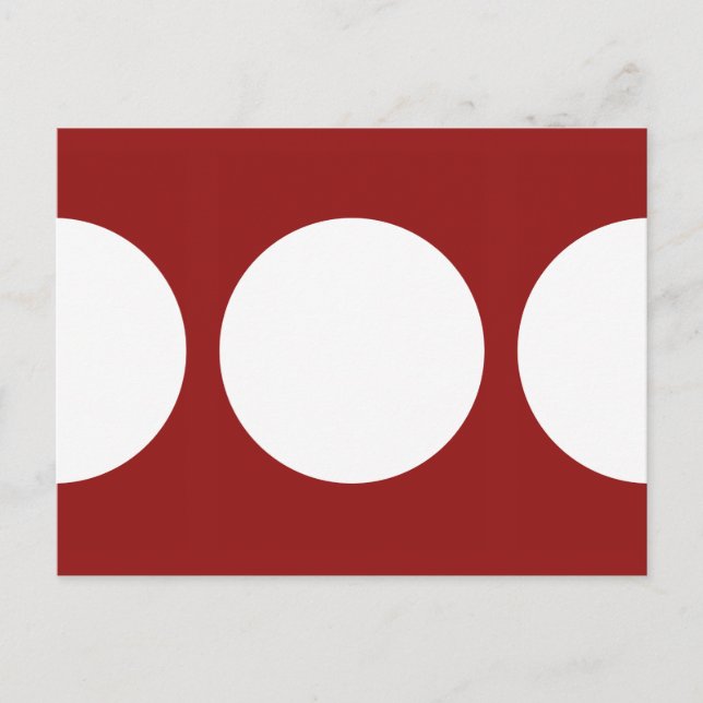 Weiße Kreise auf der roten Postkarte (Vorderseite)