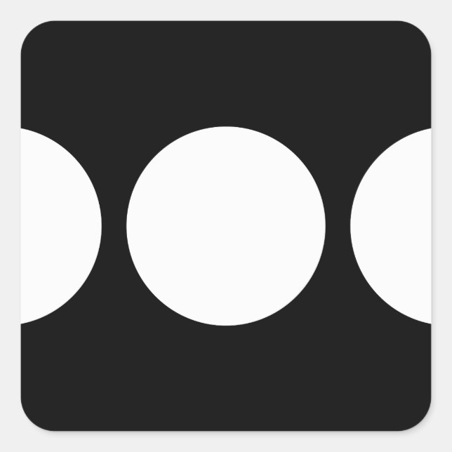 Weiße Kreise auf schwarz Quadratischer Aufkleber (Vorderseite)