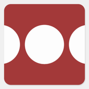 Weiße Kreise in Rot Quadratischer Aufkleber