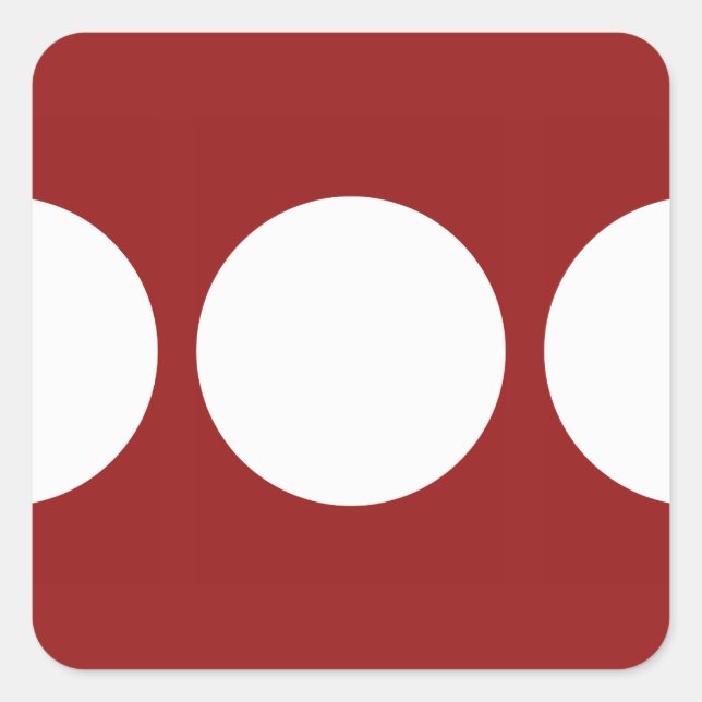 Weiße Kreise in Rot Quadratischer Aufkleber (Vorderseite)