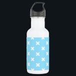 Weiße Kreuzstiche auf Babyblau Edelstahlflasche<br><div class="desc">Weiße Kreuzstiche auf Babyblau</div>