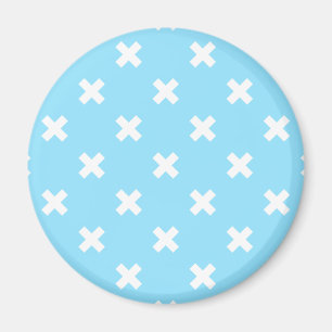Weiße Kreuzstiche auf Babyblau Magnet